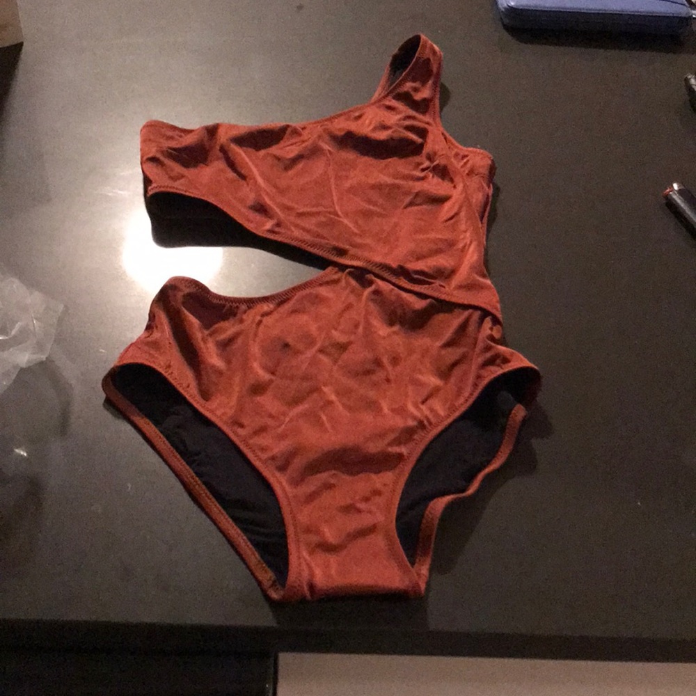 Solid and striped bathing suit